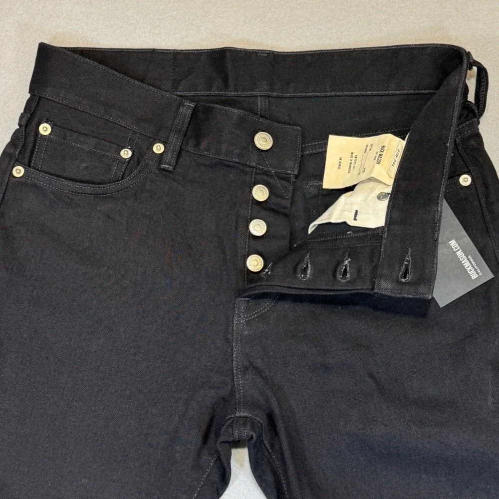 BUCK MASON Black Maverick Slim Jeans Mens 31x28 Tagged 31x34 Button Fly $148